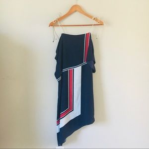 Joie Cold-Shoulder Scarf Dress - Navy - Size XS